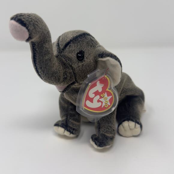Ty Beanie Baby Trumpet the Elephant 2000 Gray Plush - Picture 1 of 7